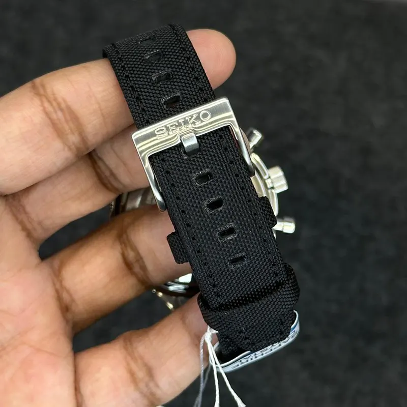 Seiko Sport Chronograph Black Dial Nylon Sporty Men's Watch- SSB449P1